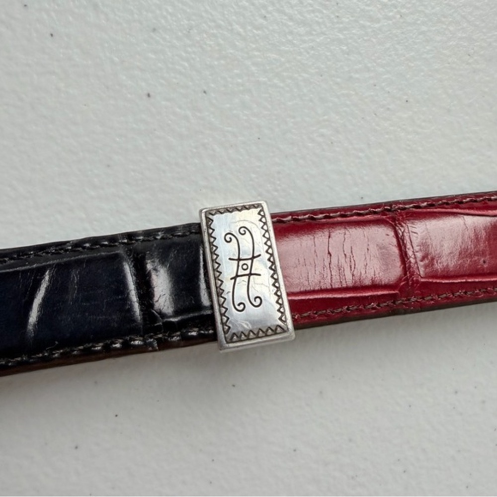 Multicolor Segmented Belt Black Brown Tan Red Alligator Silver Hardware 30 - Picture 5 of 10